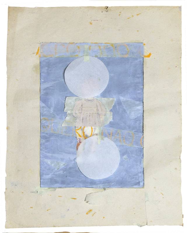 Retrato de escola II, Oil, pastel, paper-tape and tracing paper on paper, 36 x 31cm