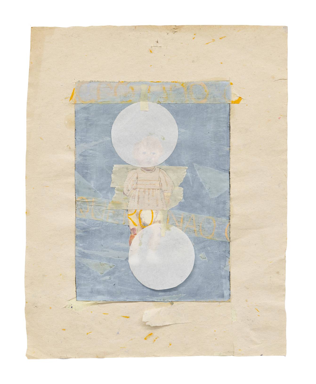 Retrato de escola III, oil, pastel, paper-tape and tracing paper on paper, 36 x 31cm. Photograph by Filipe Braga.